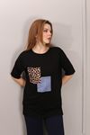 RENKLİA CEBİ MAVİ LEOPARLI BLUZ