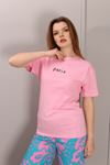 RENKLİA BASKILI PEMBE TSHİRT